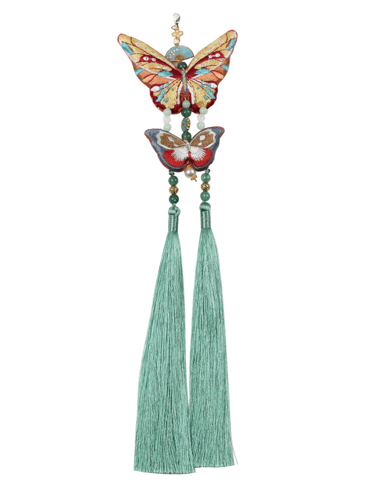 七七秋夕原创刺绣汉服女香囊香包蝴蝶流苏挂饰汉服