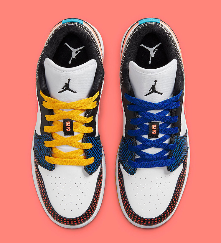 哄哄airjordanaj1多彩拼接鸳鸯格子印花花篮篮球鞋