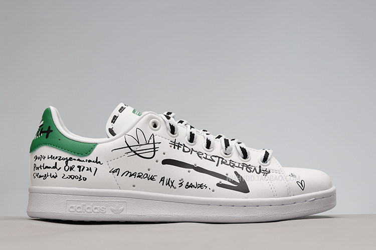 哄哄adidasstansmith史密斯涂鸦印花情侣休闲板鞋板鞋