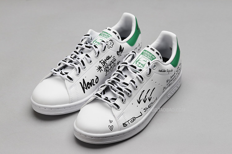 哄哄adidasstansmith史密斯涂鸦印花情侣休闲板鞋板鞋