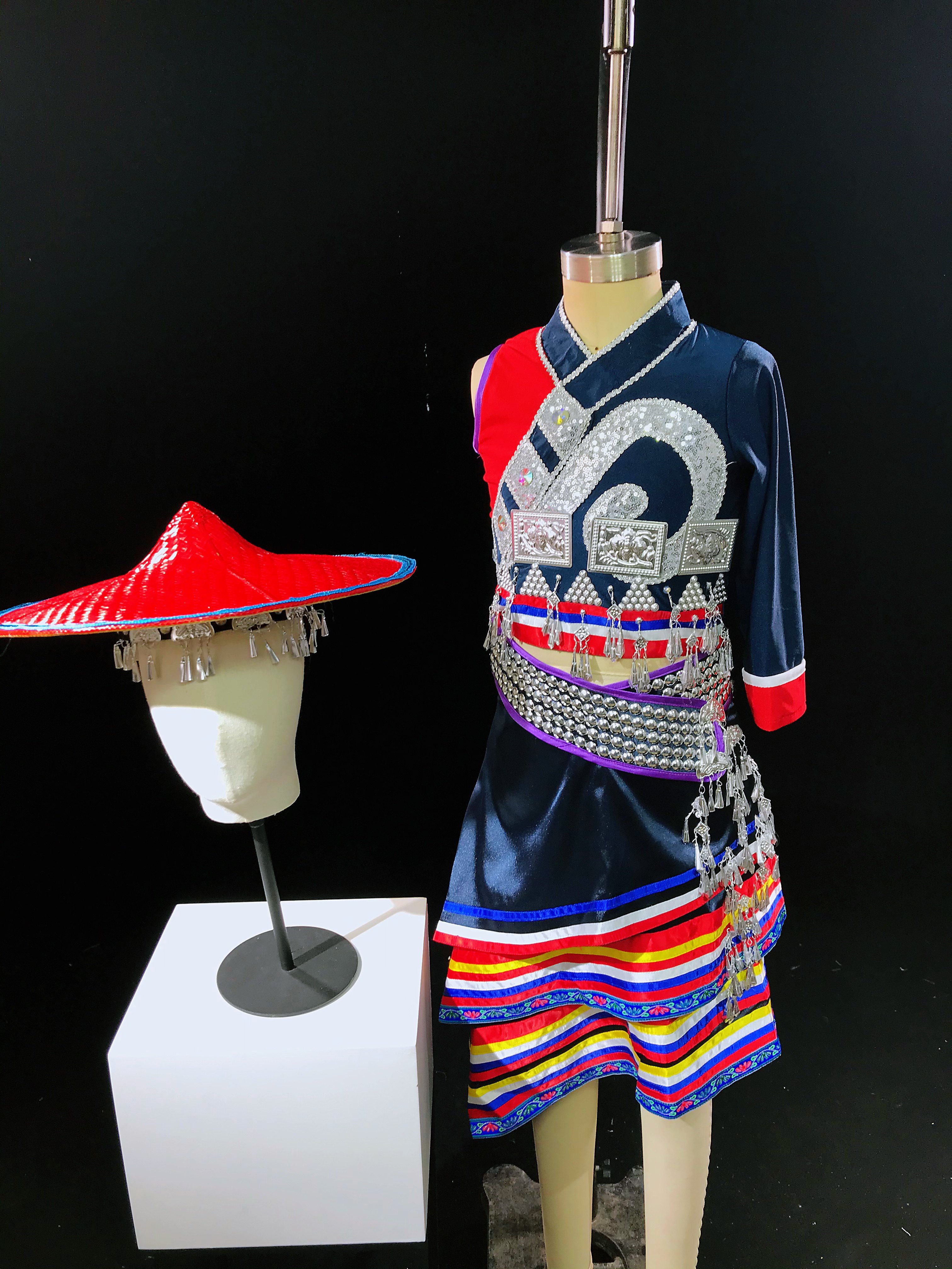 桃李女子独舞花腰傣族山南笠影舞蹈服装服饰演出服民族服装