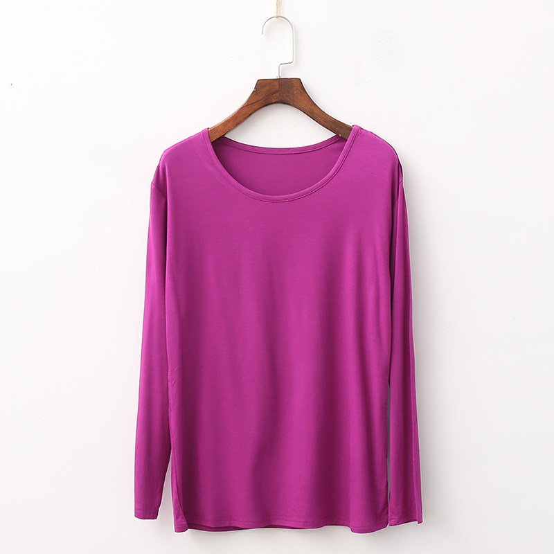 秋衣女单件莫代尔加肥加大200斤胖mm弹力上衣保暖大码线衣薄款