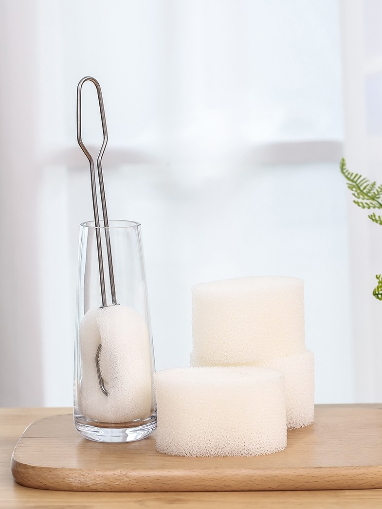 日本fasola不锈钢洗杯可替换刷洗杯子神器长柄海绵厨房用刷