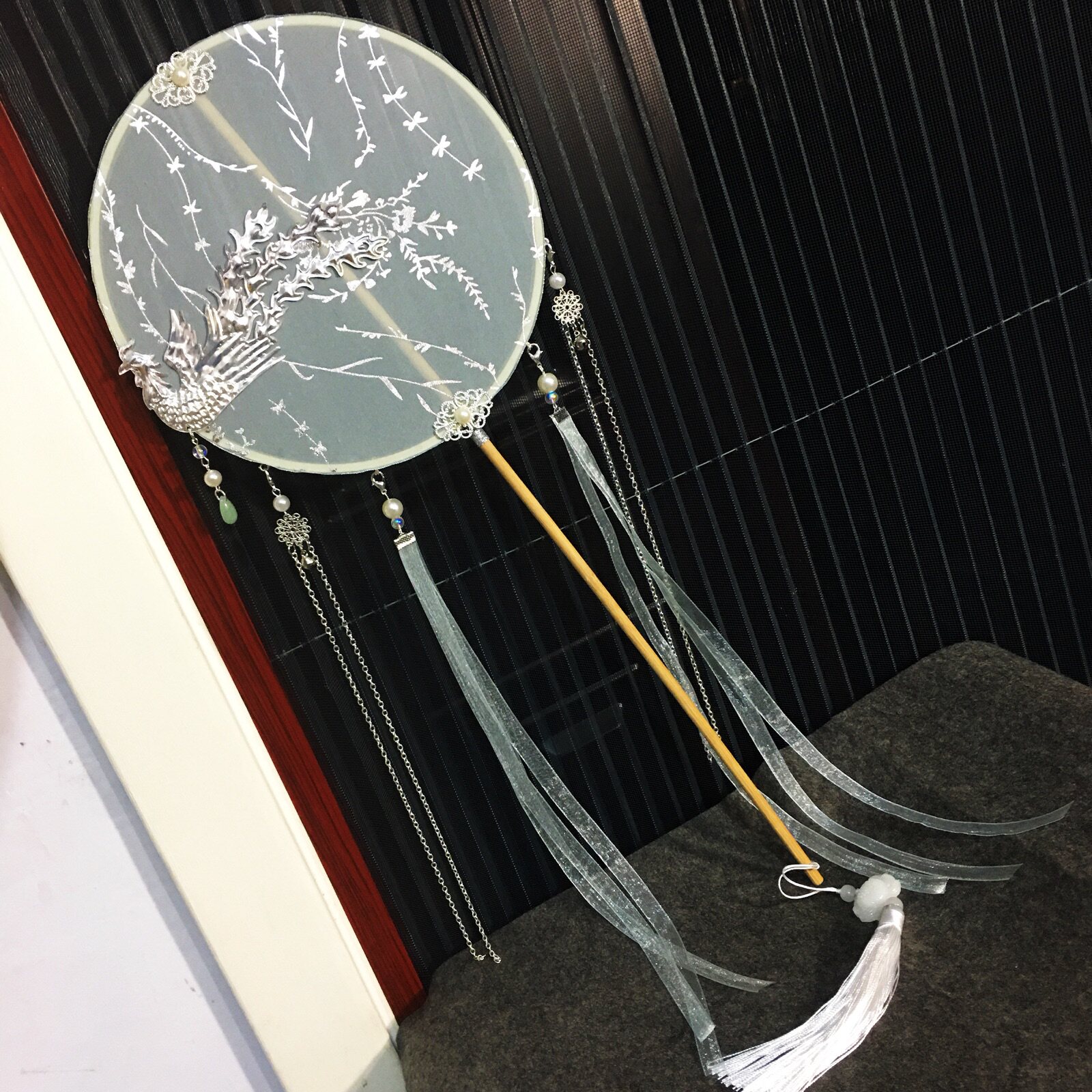 古风扇子团扇新娘拍摄道具汉服烫金宫扇破云扇长柄古装跳舞圆扇子