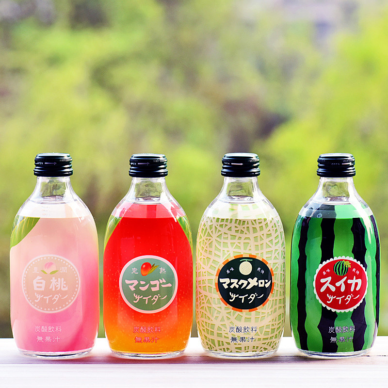 日本进口口友桝白桃子汽水水玻璃瓶装网红夏天碳酸饮料