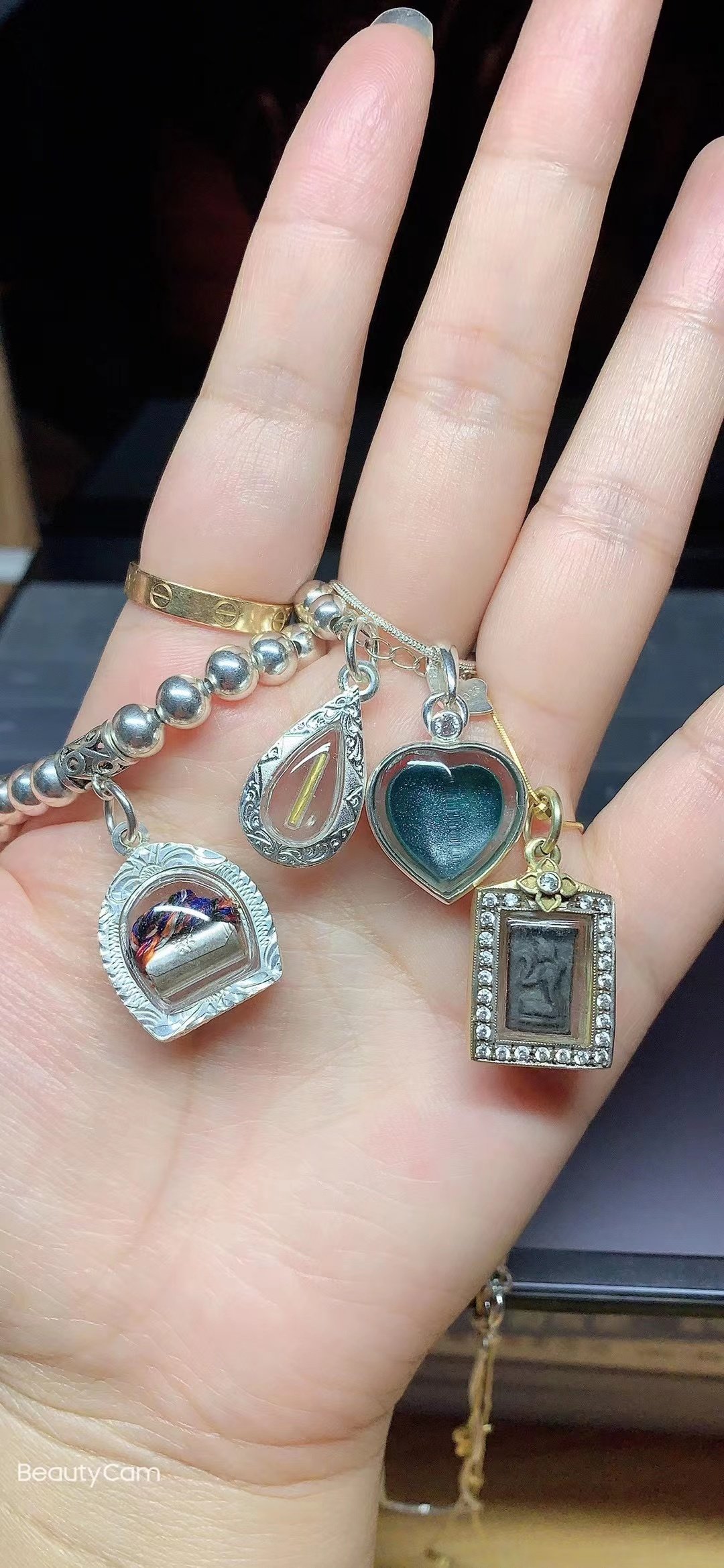 泰国国龙婆塔四叶草吊坠心形纯银筒管塔固手链其他diy饰品配件