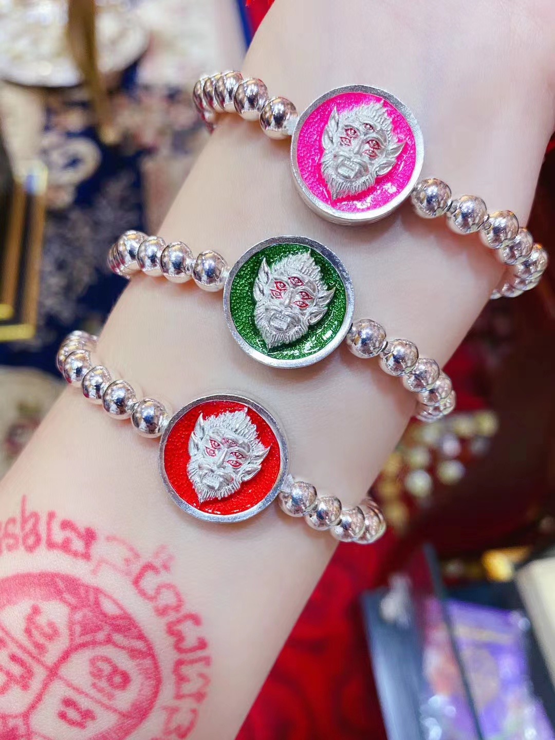 泰国阿赞苏斌五四耳本命年手链吊坠纯银戒指指手手链