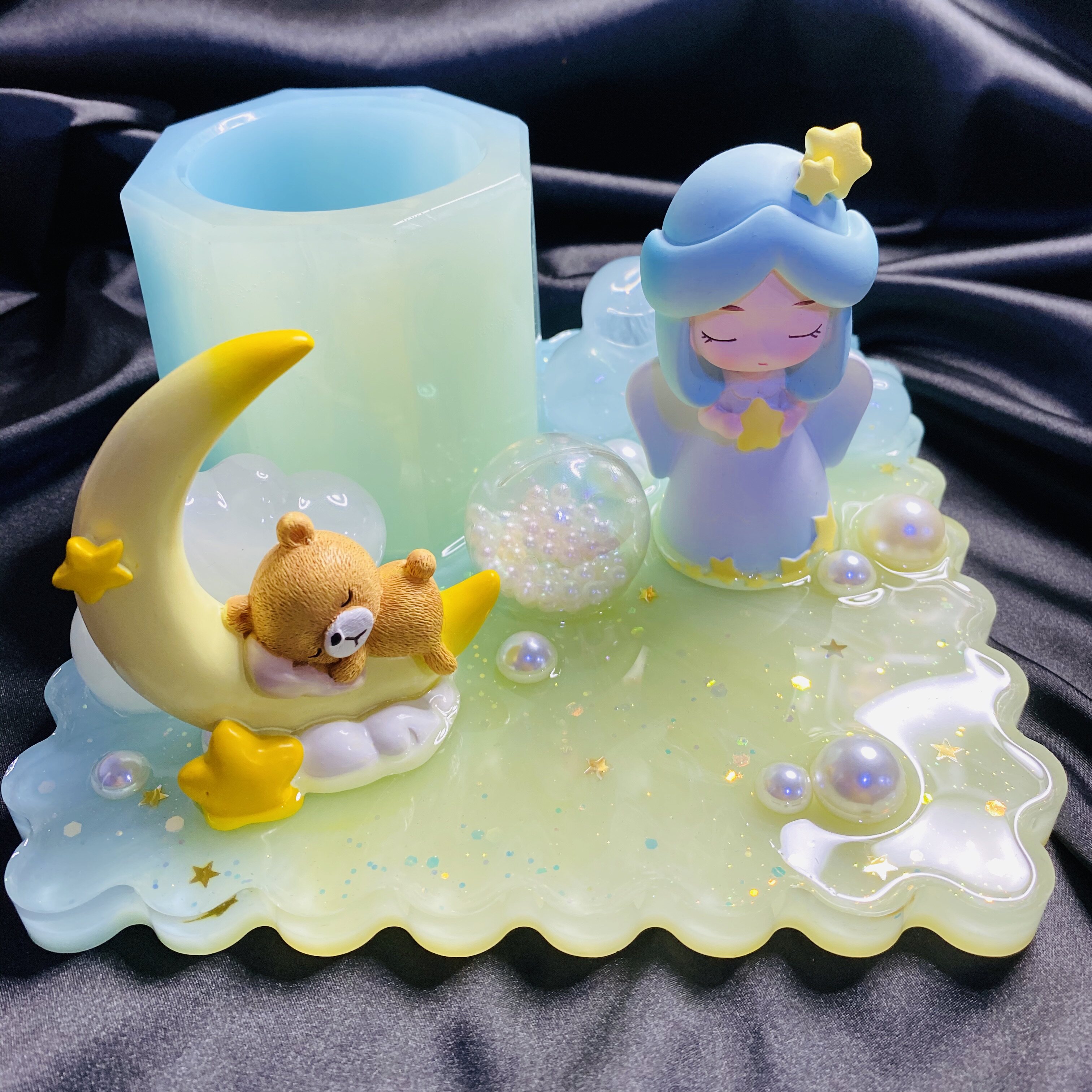 小萌家古风版盲盒透明滴胶笔筒口红架车摆件摆台摆件