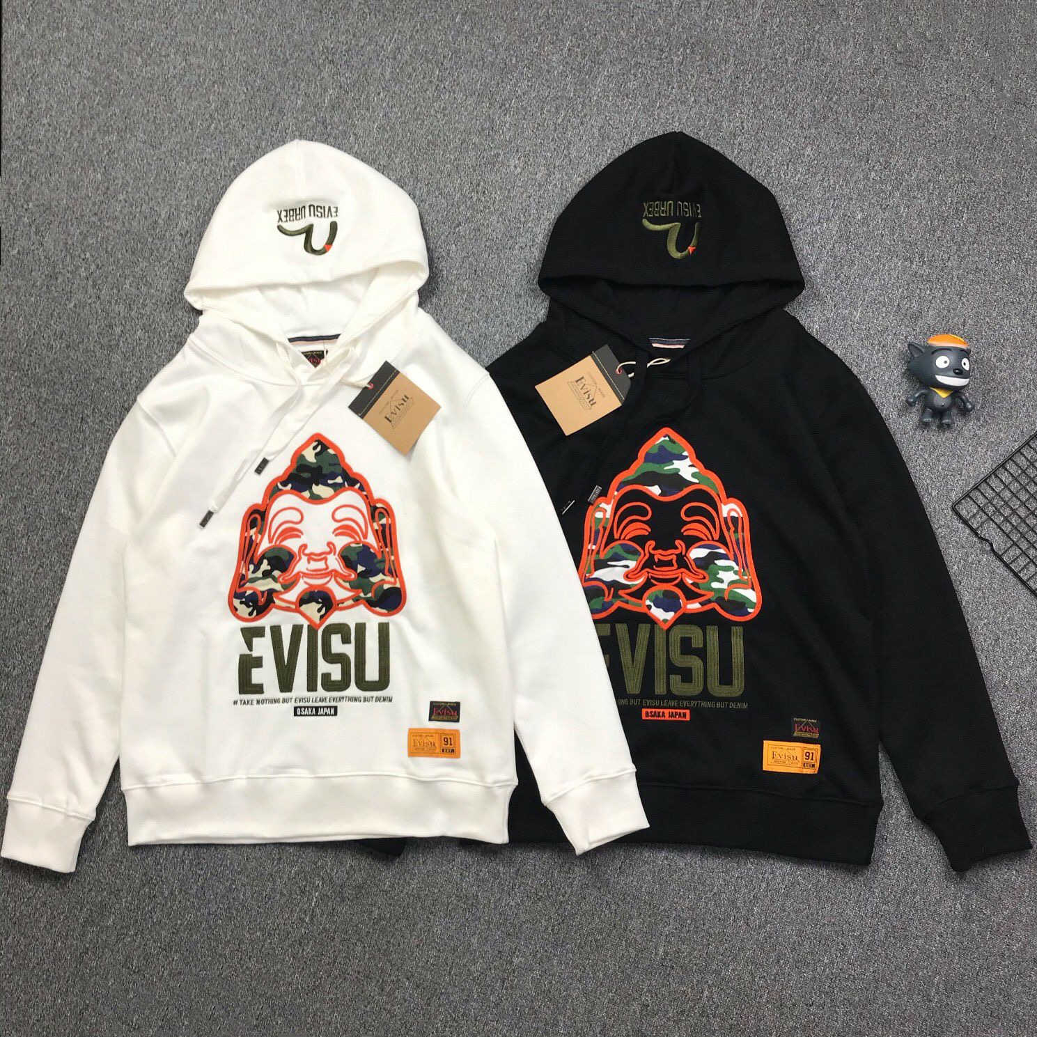 香港代购 潮牌福神 经典刺绣佛头纯棉毛圈男女同款情侣连帽卫衣