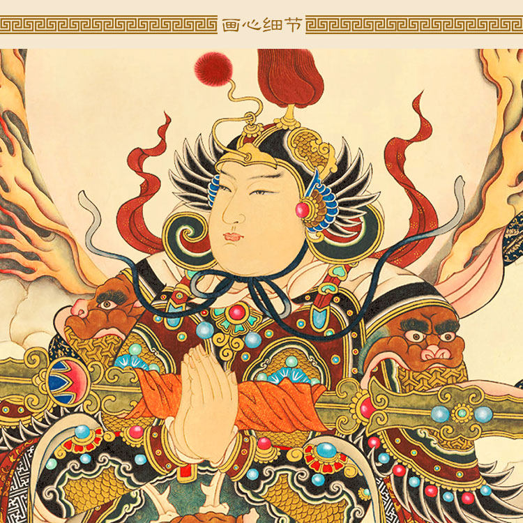 韦陀菩萨画像韦驮尊天护法神卷轴挂画佛教佛堂寺庙绢布画定制