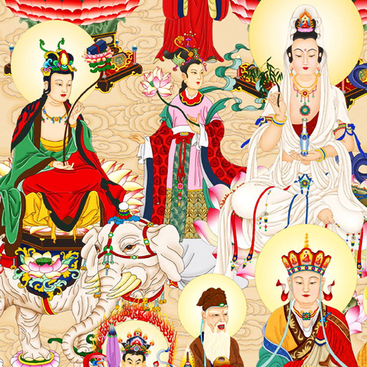全堂菩萨画像挂画全佛图众佛图满堂佛堂供奉国画