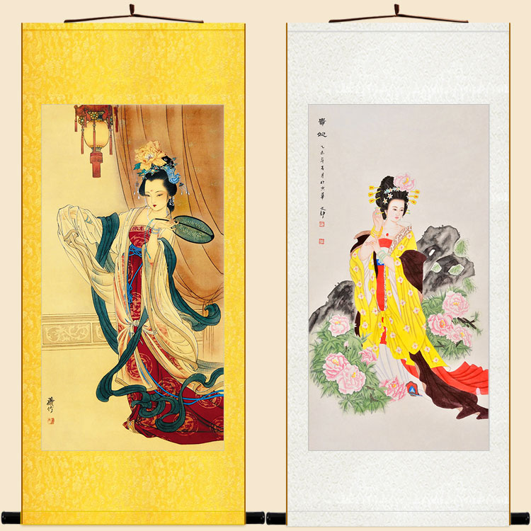 贵妃醉酒图画画像古代四大美女美人仕女卷轴国画