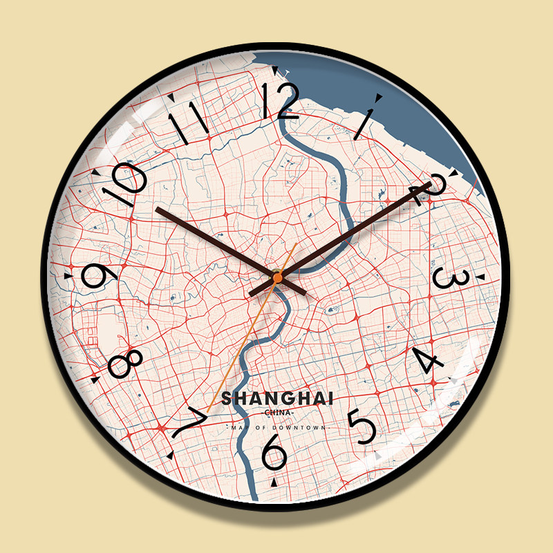 创意世界地图客厅钟表现代简约时尚静音挂钟北欧酒店挂钟