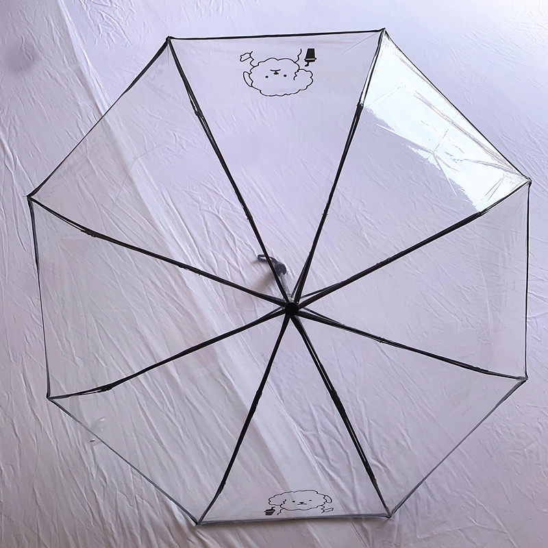 透明可爱网红小清新三折森系雨伞开收全自动学生伞