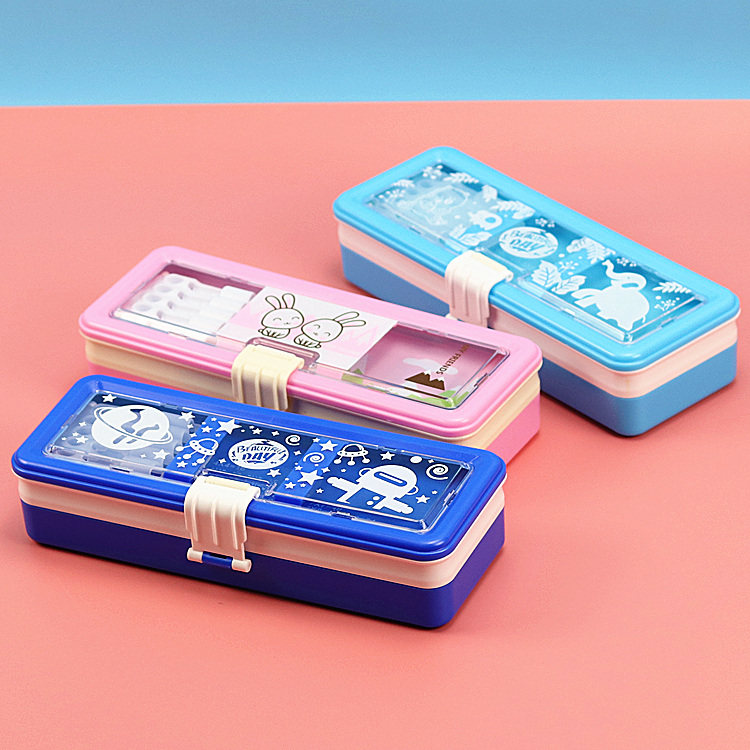 开学礼物小学生文具盒男女儿童大容量多功能三层铅笔盒文具盒