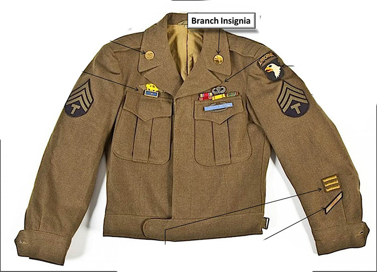 臂章复刻米国wwii二战上士ssg军衔m43风衣勋章