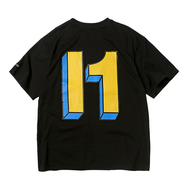 connive 网红数字11印花黑色短袖男港风t恤ins半袖纯棉宽松体恤