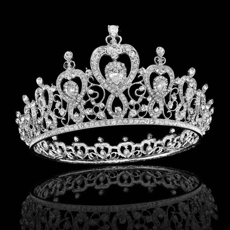 欧美复古女王巴洛克皇冠头饰 新奢华镶锆石新娘王冠宫廷婚纱饰品