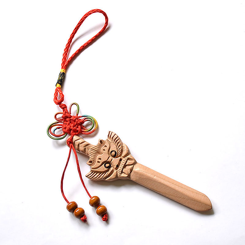 开光钟馗桃木木剑辟邪镇宅客客厅小孩辟邪挂件木雕