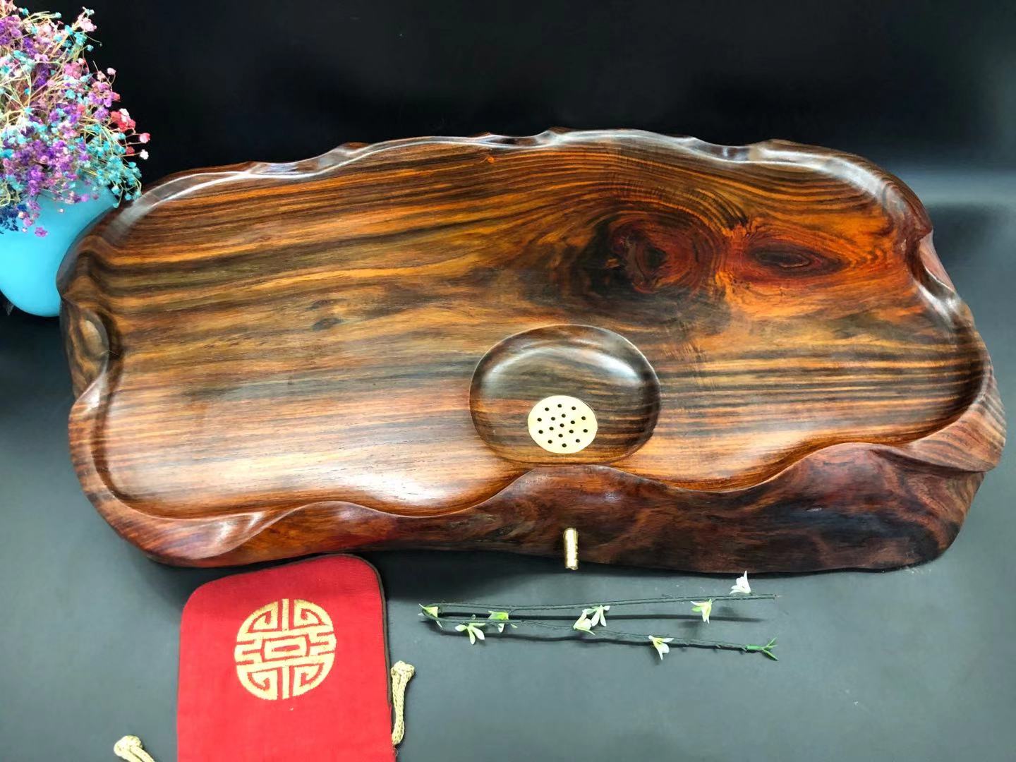 老挝红木茶台茶盘大号七彩老红大红经典黄檀木雕