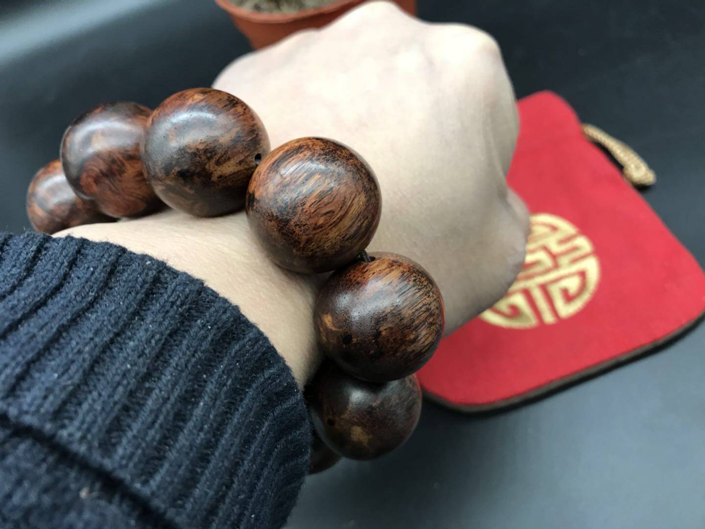 越南黄花梨降香黄檀虎皮纹紫油犁20手串木雕