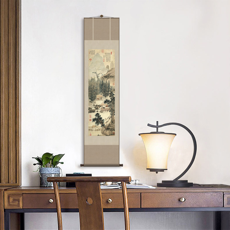 竹子古画真迹高清仿古山水办公室客厅风水书房国画