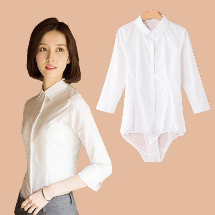 2019衬衫弹力工作服面试衬衣连裤职业连体春秋衬衫