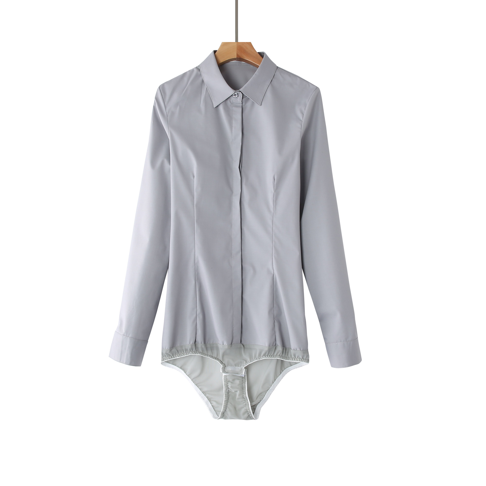 秋冬加厚加绒连体衬衫面试职业工作装连衬衣衬衫