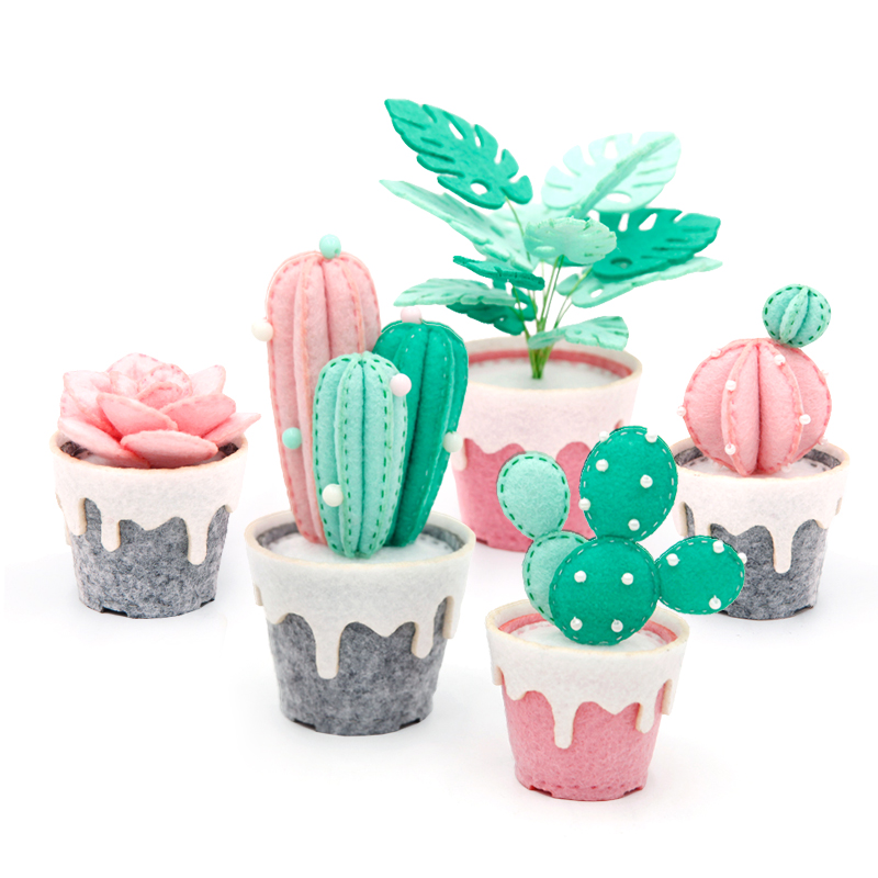 多肉植物盆栽桌摆消磨时间新手手工diy制作不织布布艺材料包礼物