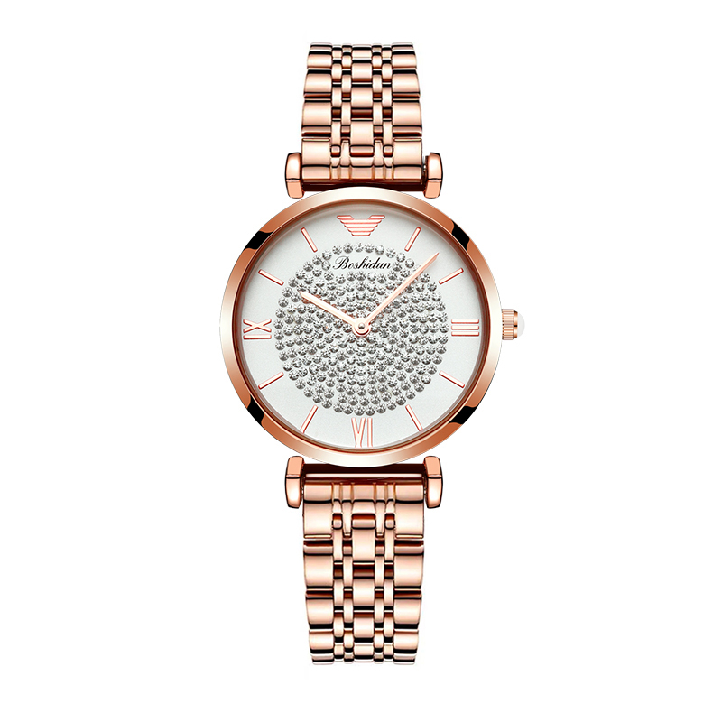 女神明星新款正品博仕顿满天星女式手表女士金两国产腕表