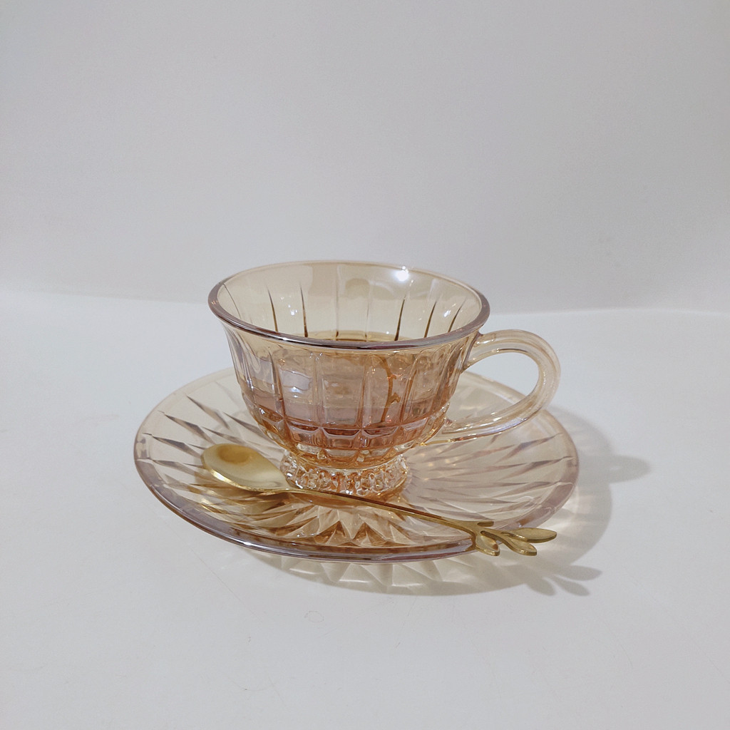 咖啡杯自制vintage香槟色意式浓缩espresso玻璃套装130ml咖啡杯