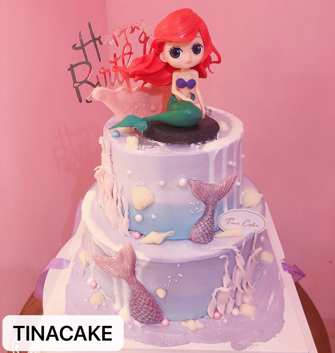 双层儿童女孩迪斯尼美人鱼梦幻公主派对生日蛋糕动物奶油新鲜生日蛋糕