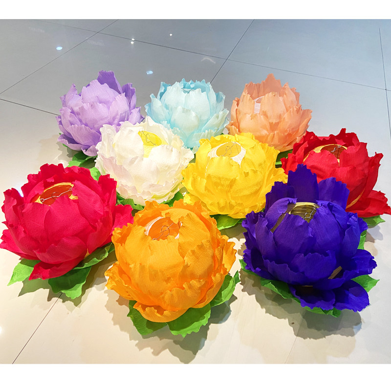 花灯元宵节莲花手工diy荷花彩色纸灯灯笼春节灯笼
