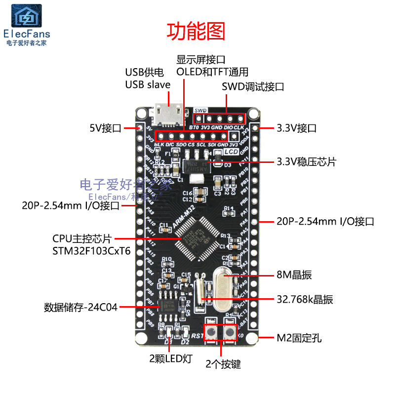 stm32f103c6t6单片机开发板模块嵌入式编程实验学习核心最小系统