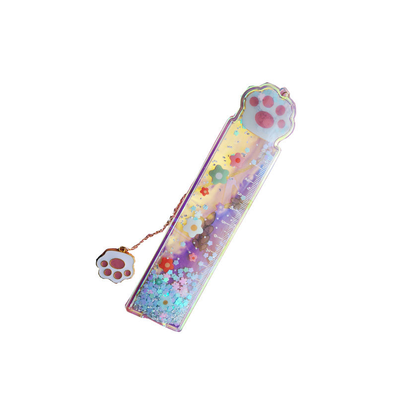 尺子韩国入油流沙猫爪可爱超萌少女心直直尺各类尺