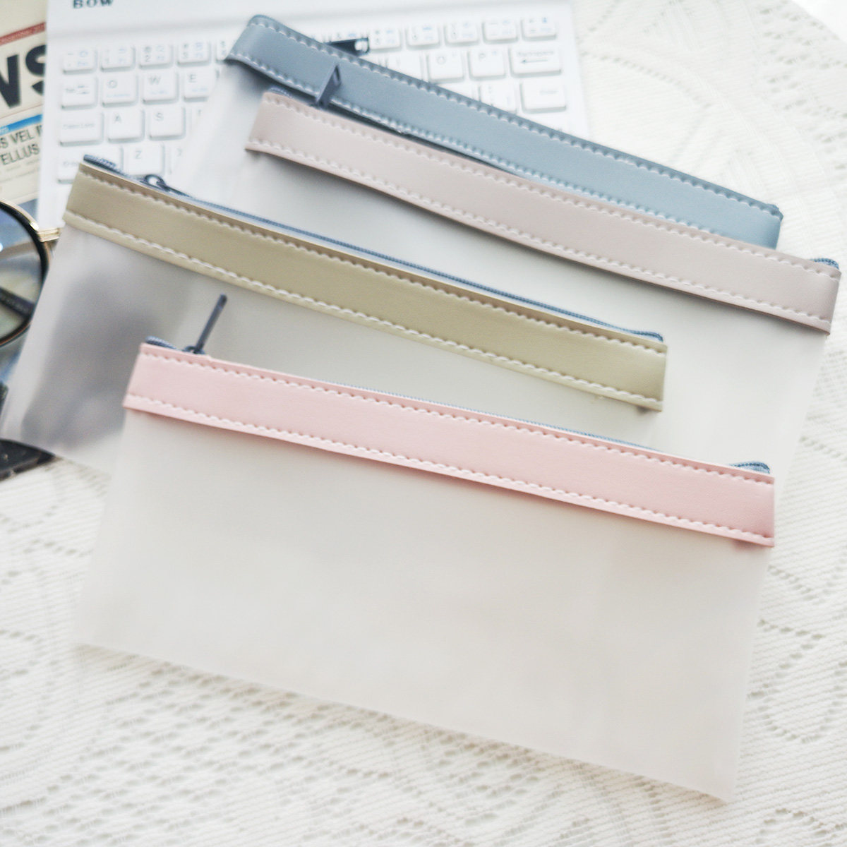 韩国ins盐系磨砂文具半透明tpu笔袋防水考试笔袋