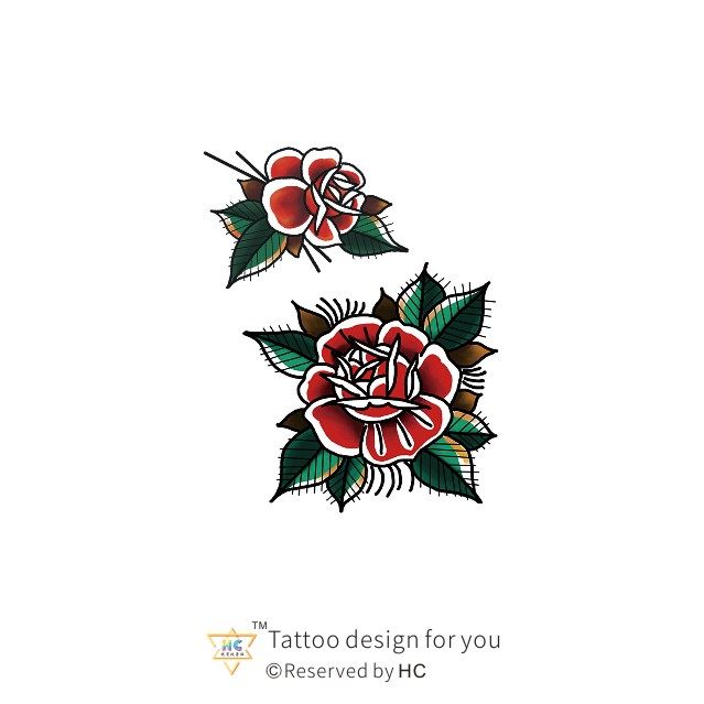 【身体彩妆】复古玫瑰花纹身贴红玫瑰old school男女欧