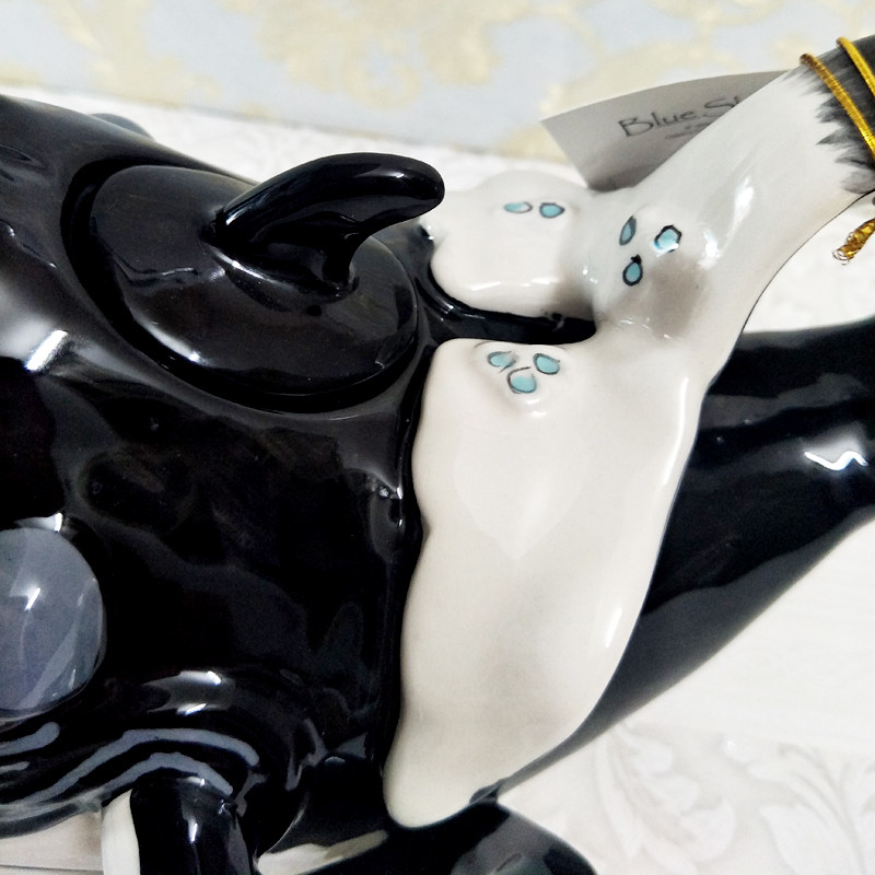 陶瓷包邮美国bluesky手绘鲸鱼茶壶茶壶