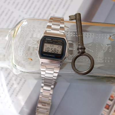 casio卡西欧方块手表男表女学生网红小银块电子表a158wa1d日韩腕表