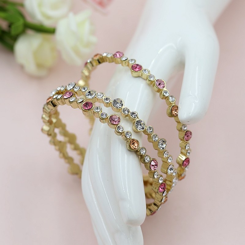 新款闪亮宝石多层手镯爆闪水钻层次手环可爱手镯