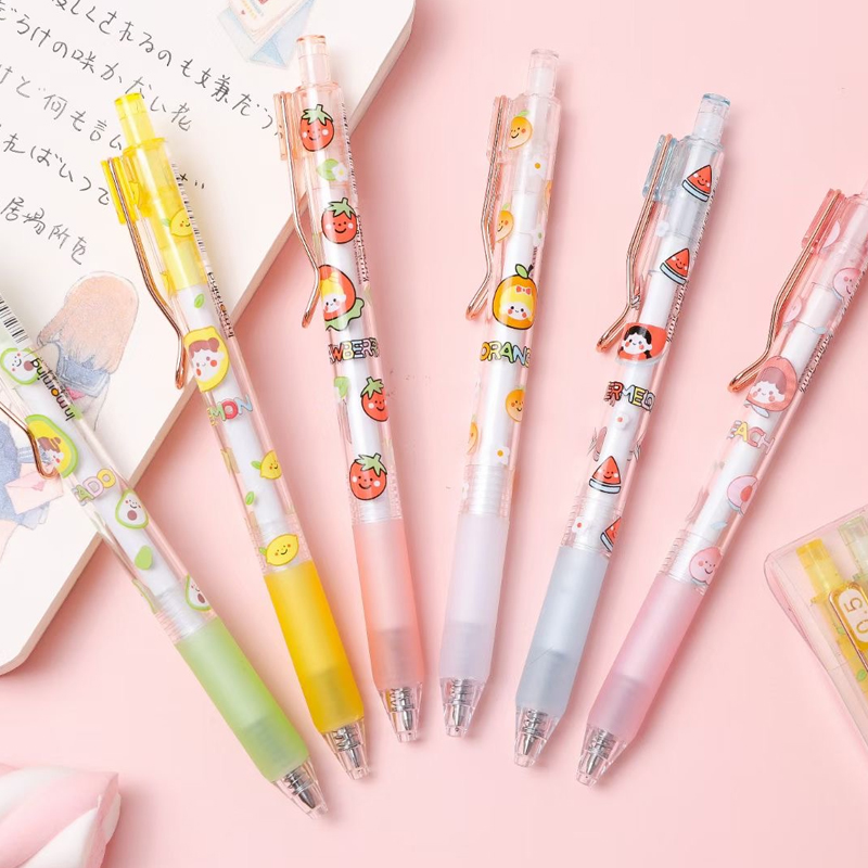 一木木林黑色中性笔按动女孩可爱软萌05笔学生中性笔