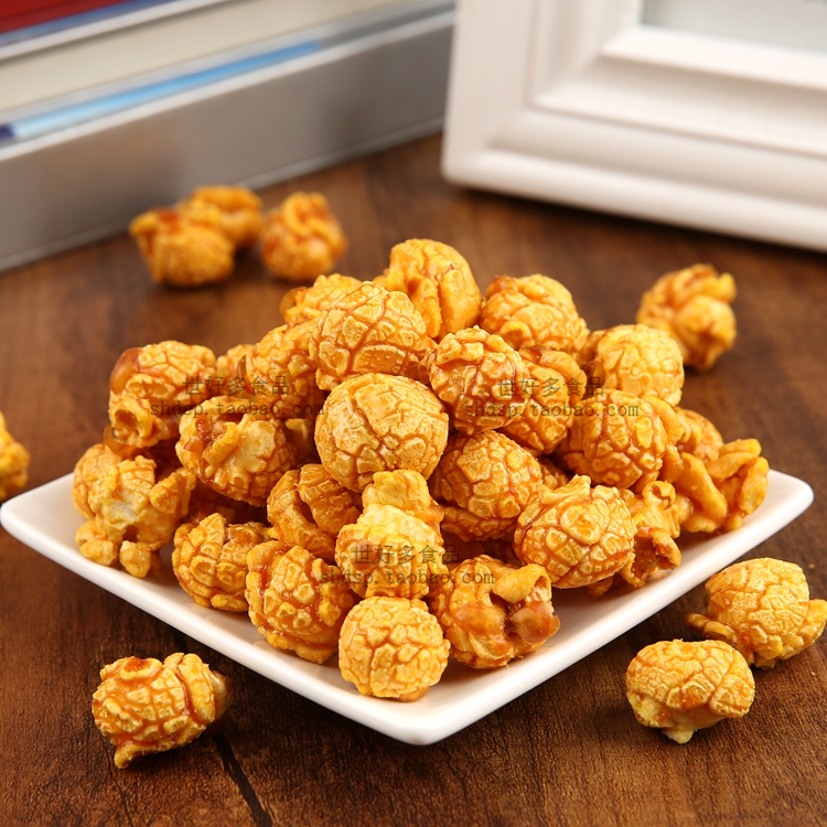 抱抱美式球形罐装爆米花玉米花焦糖奶油巧克力100g膨化食品