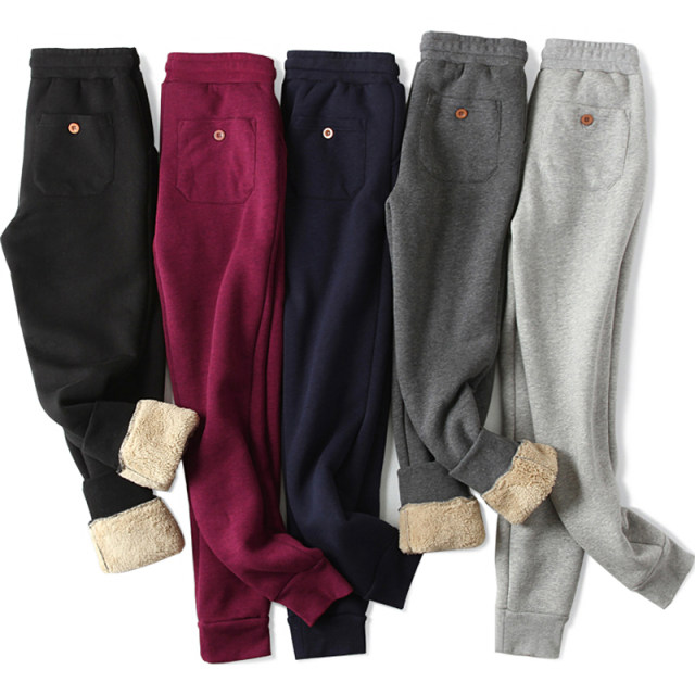Plus velvet sports pants female thickened autumn and winter lamb velvet pants set large size loose buckle cotton pants wearing pants Plus velvet sports pants female thickened autumn and winter lamb velvet pants set large size loose buckle cotton pants wearing pants