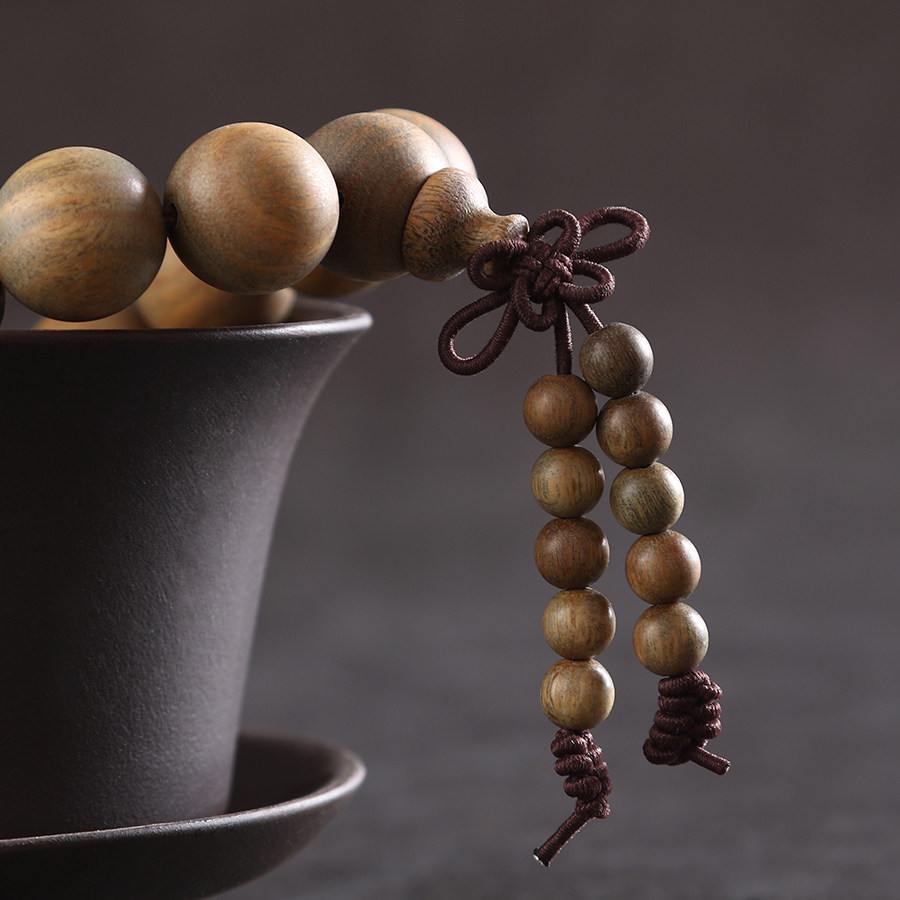 绿檀佛珠手串男士女款14颗手珠念珠手持念经念佛珠开光手链檀香木