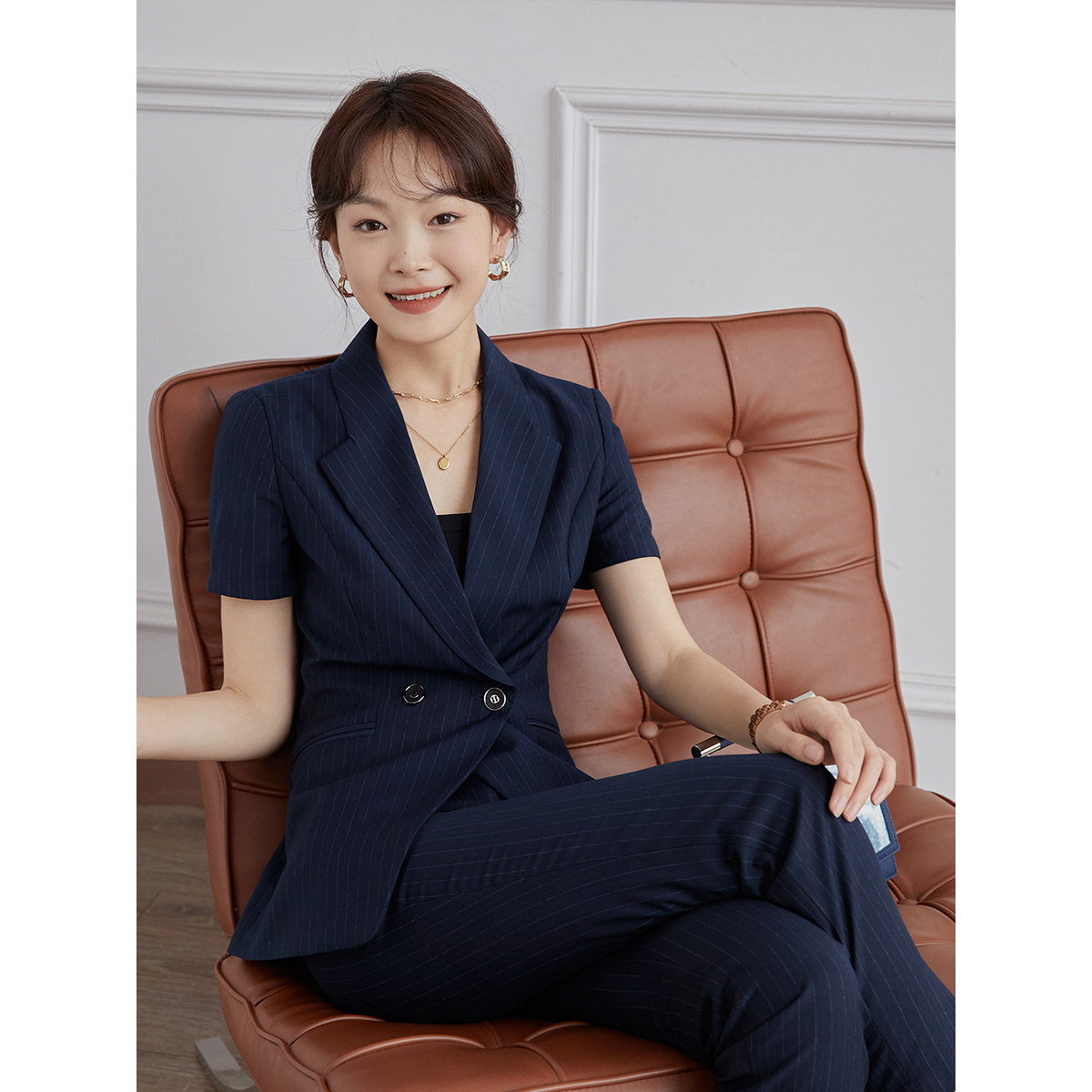 套装女子新款夏新款2022西装子成短袖职业通勤职业女裤套装