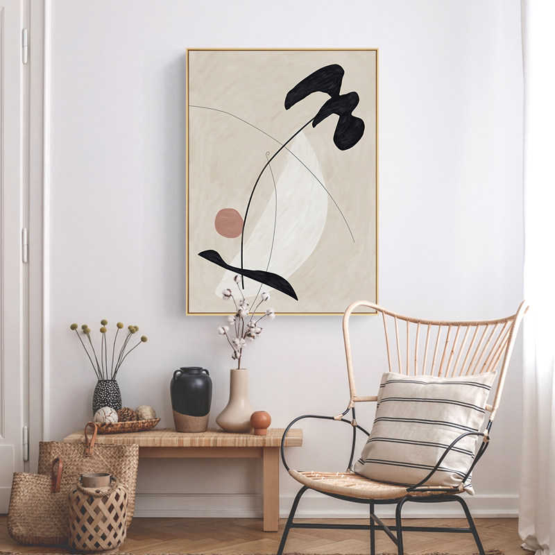 北欧风格装饰画客厅背景墙挂画原木风抽象艺术个性现代装饰画