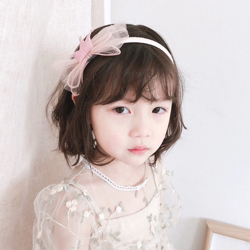 韩国儿童网纱皇冠发女童粉色小公主头箍宝宝淑女发饰