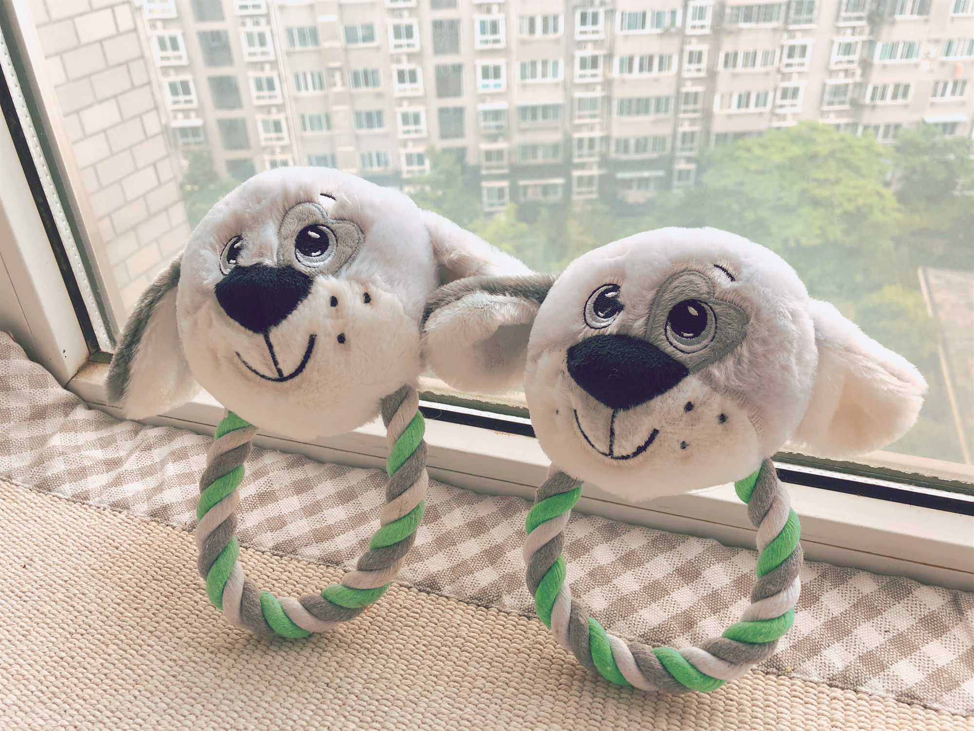 外贸欧美宠物玩具猫狗玩具发声绳结狗狗拉扯互动发声玩具