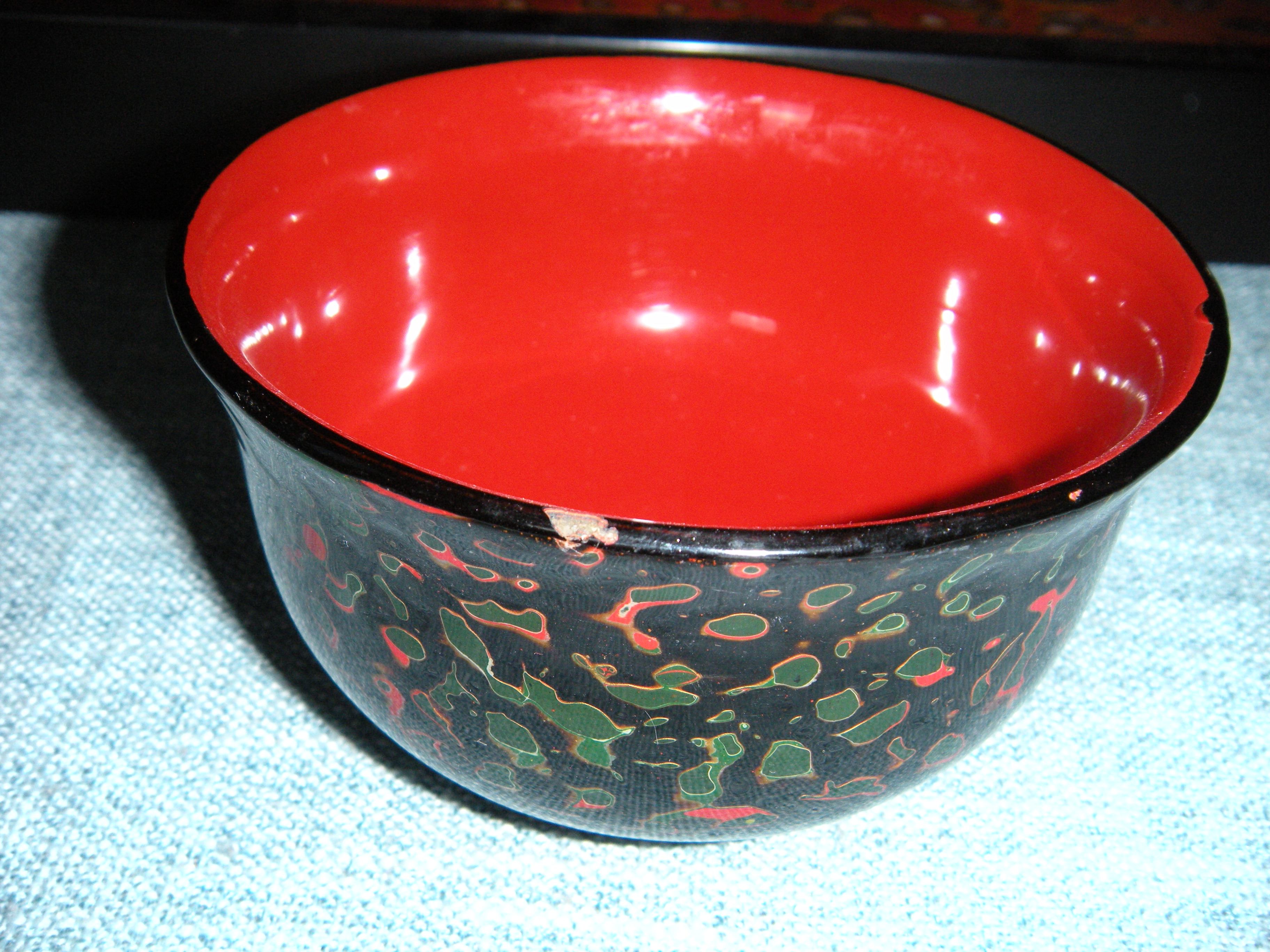 清仓碰伤缺漆瑕疵木胎漆器绿虫碗随机发货收到漆器