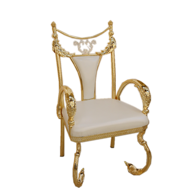 意大利镀银餐椅扶手白色重工休闲椅金色巴洛克金镀银餐椅